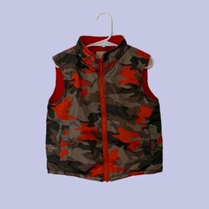 Toddler Camouflage Puffer Vest with Orange Accents